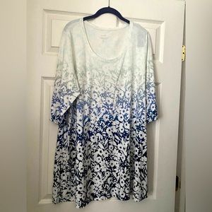 J.Jill Pure Jill Ballet sleeved tunic size 2X blue green white NWT